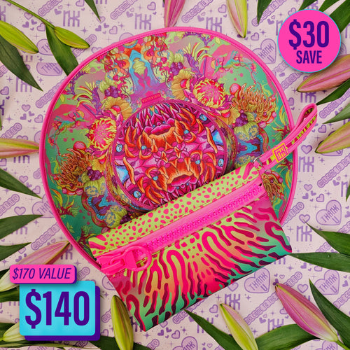 NEON FLUX REVERSIBLE NEOPRENE HAT +  NEOPRENE CLUTCH