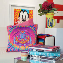 Load image into Gallery viewer, AUGMENTED REALITY CUSHION COVER - CERULEAN SUNRISE