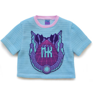 MESH CROP WITH CHENILLE PATCH
