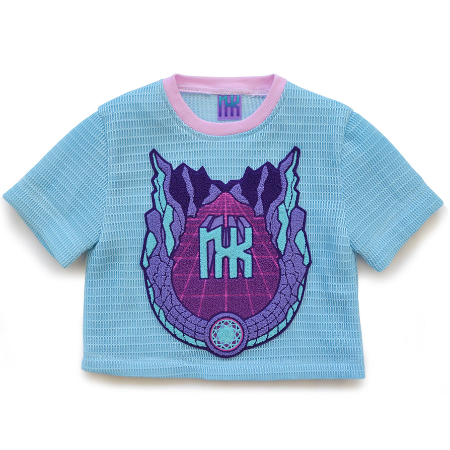 MESH CROP WITH CHENILLE PATCH