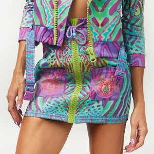 CRYPTIC FREQUENCY BIKER SKIRT