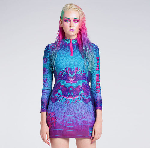 DIGITAL DRIFT BODYCON DRESS