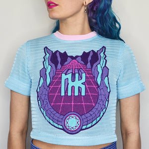 MESH CROP WITH CHENILLE PATCH